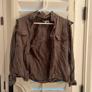 Pam and Gela Green Button up Shirt with ruffles